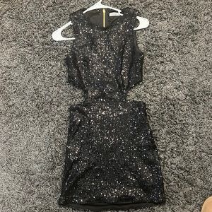 Tobi- Black cutout sequin dress